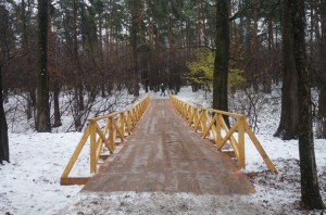 В Бирюлёвском лесопарке был построен мост через овраг для удобства сквозного прохода к остановкам общественного транспорта